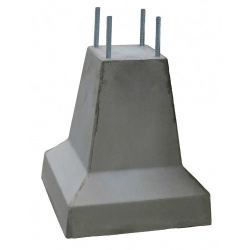 Poer (20x20)x(45x45)x50 cm + 4 draadeind M16 (hoh 15cm) (met voet)