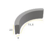 Bochtband 6x20x78,5 R=1 zwart h&d