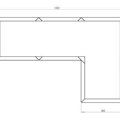Cortenstaal plantenbak Hoekopstelling 150x100x50cm hoogte=80cm opties=bodemplaat