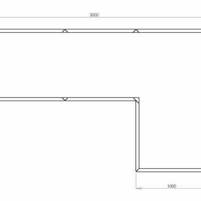 Cortenstaal plantenbak Hoekopstelling 300x200x100cm hoogte=80cm opties=geen bodemplaat