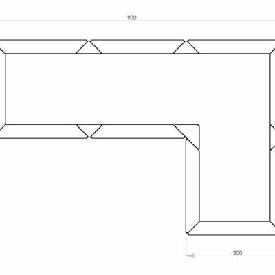 Cortenstaal plantenbak Hoekopstelling 90x60x30cm hoogte=40cm opties=bodemplaat