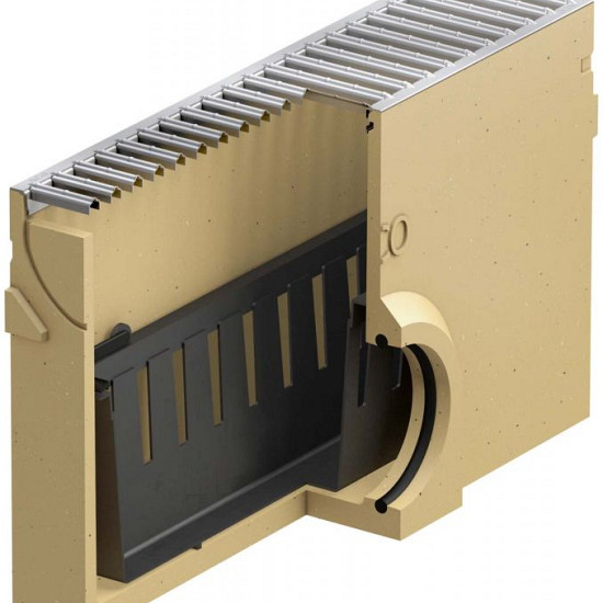 Euroline vuilvanger + verzinkt stalen sleufrooster 50cm + emmer