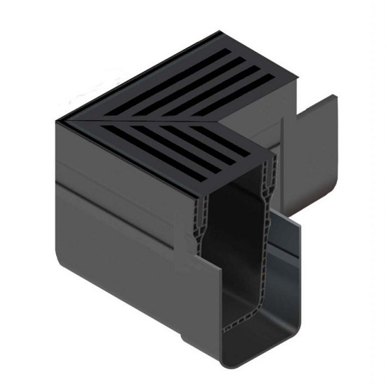 ACO Slim-Line hoekstuk, zwart aluminium design rooster