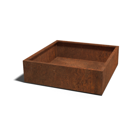 Cortenstaal gelaste plantenbak Vierkant 140x140x40-met bodemplaat