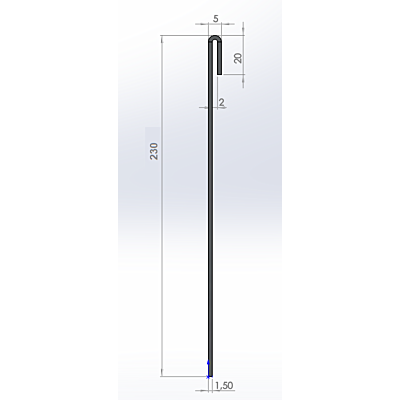 Cortenstaal kantopsluiting geplet 230mm (lengte 240cm)