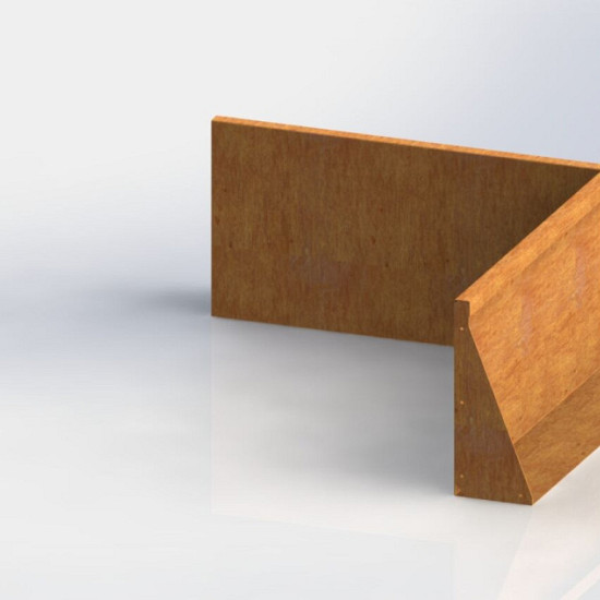 Cortenstaal keerwand binnenhoek 100x100cm (hoogte 50cm)