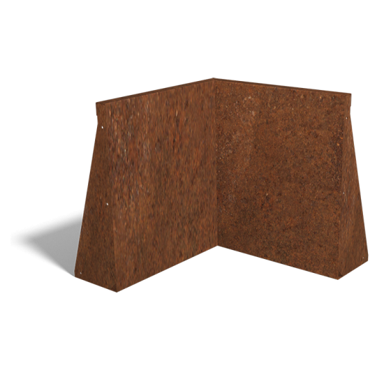 Cortenstaal keerwand binnenhoek 50x50cm (hoogte 60cm)