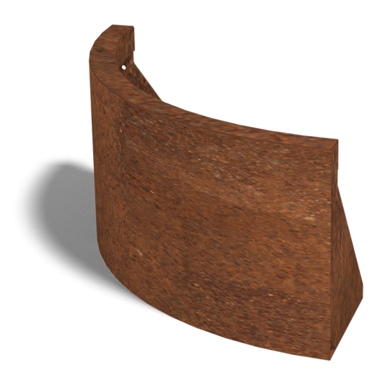 Cortenstaal keerwand buitenbocht 50x50cm (hoogte 30cm)
