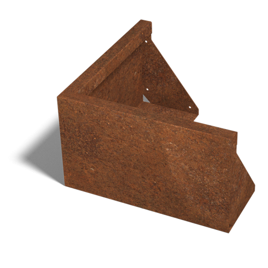 Cortenstaal keerwand buitenhoek 50x50cm (hoogte 30cm)