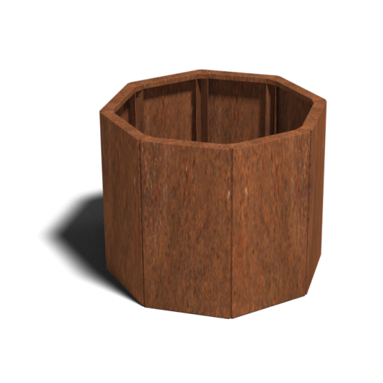 Cortenstaal plantenbak Achthoek 30 hoogte=30cm opties=bodemplaat + (16) voeten