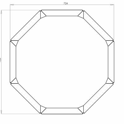 Cortenstaal plantenbak Achthoek 30 hoogte=80cm opties=bodemplaat + (16) voeten