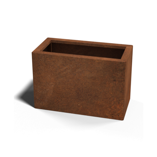 Cortenstaal plantenbak Rechthoek 30x60 hoogte=60cm opties=bodemplaat + 4 wielen