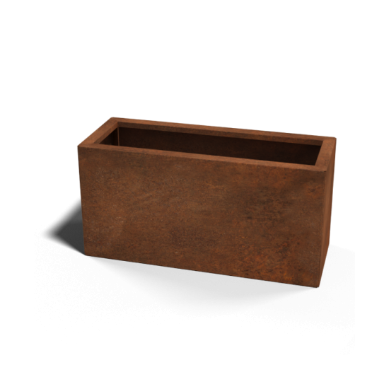 Cortenstaal plantenbak Rechthoek 30x80 hoogte=30cm opties=bodemplaat + (8) voeten
