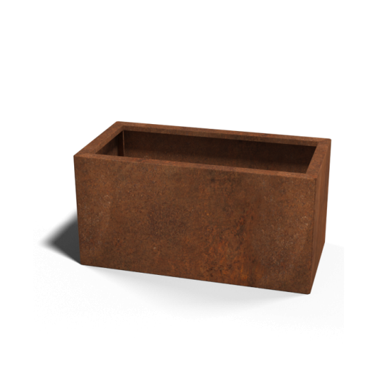 Cortenstaal plantenbak Rechthoek 40x80 hoogte=30cm opties=bodemplaat + (8) voeten