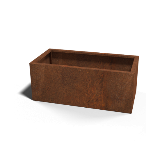Cortenstaal plantenbak Rechthoek 50x100 hoogte=30cm opties=geen bodemplaat
