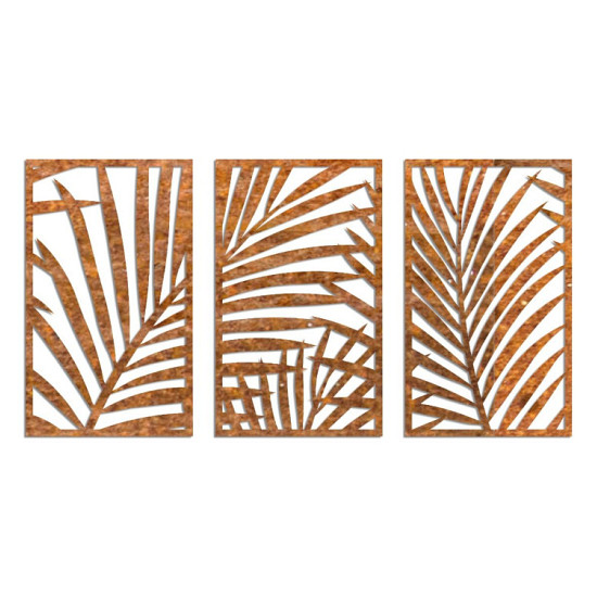 Cortenstaal wanddecoratie Ferns 3-parts-Small