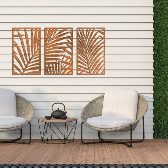 Cortenstaal wanddecoratie Ferns 3-parts-Small