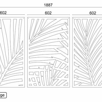 Cortenstaal wanddecoratie Ferns 3-parts-Large