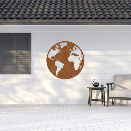 Cortenstaal wanddecoratie Globe-Large
