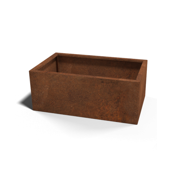 Cortenstaal plantenbak Rechthoek 60x100 hoogte=30cm opties=geen bodemplaat