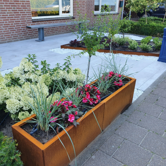 Cortenstaal plantenbak Rechthoek XL 160x40 hoogte=60cm opties=geen bodemplaat