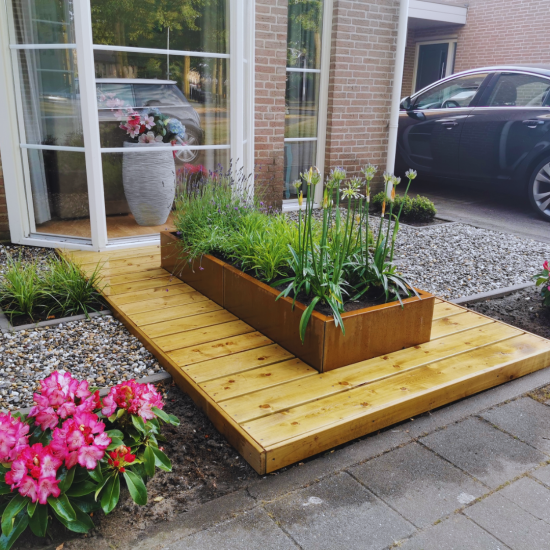 Cortenstaal plantenbak Rechthoek XL 160x60 hoogte=60cm opties=geen bodemplaat