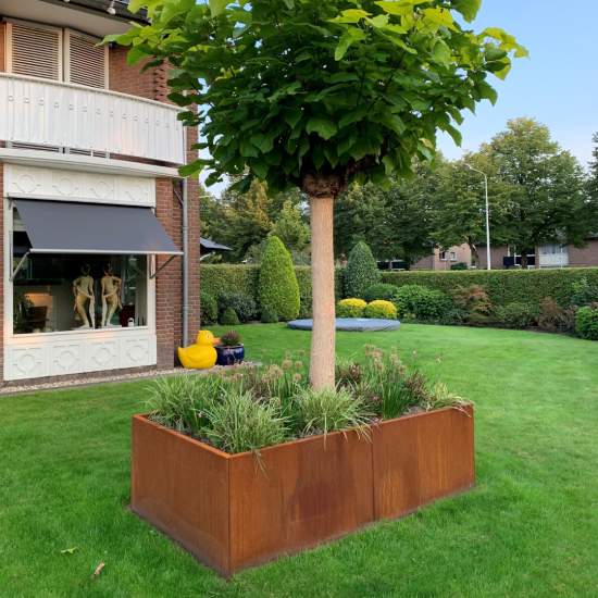 Cortenstaal plantenbak Rechthoek XL 200x120 hoogte=60cm opties=geen bodemplaat