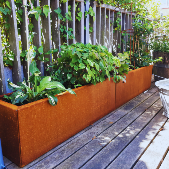 Cortenstaal plantenbak Rechthoek XL 200x30 hoogte=40cm opties=geen bodemplaat