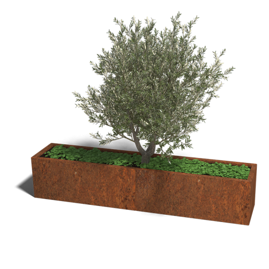 Cortenstaal plantenbak Rechthoek XL 200x40 hoogte=60cm opties=bodemplaat