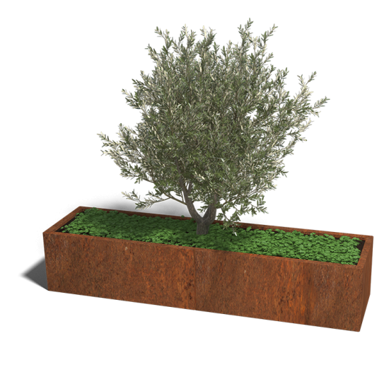 Cortenstaal plantenbak Rechthoek XL 200x50 hoogte=50cm opties=geen bodemplaat