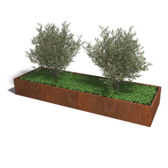 Cortenstaal plantenbak Rechthoek XL 320x100 hoogte=40cm opties=bodemplaat