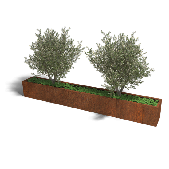 Cortenstaal plantenbak Rechthoek XL 320x40 hoogte=80cm opties=bodemplaat