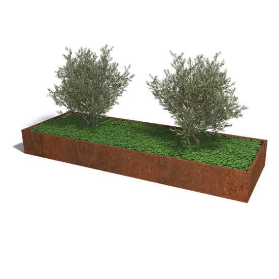 Cortenstaal plantenbak Rechthoek XL 360x120 hoogte=60cm opties=geen bodemplaat