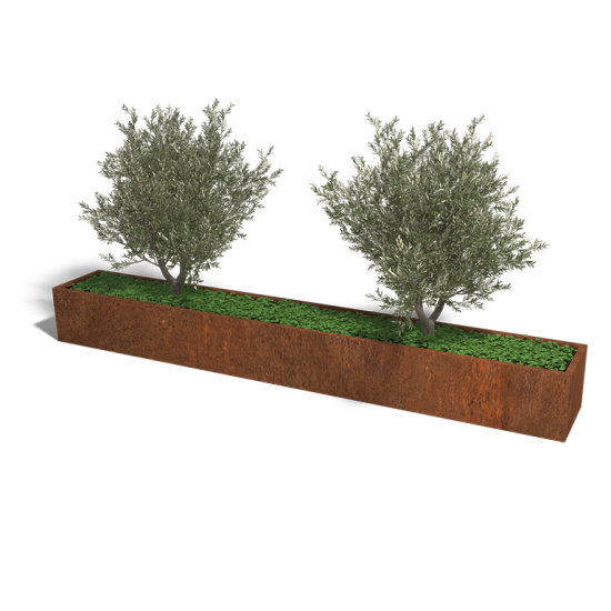 Cortenstaal plantenbak Rechthoek XL 360x50 hoogte=80cm opties=bodemplaat