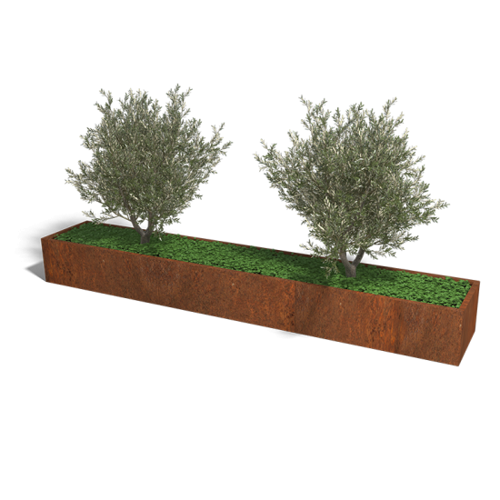 Cortenstaal plantenbak Rechthoek XL 360x60 hoogte=80cm opties=bodemplaat