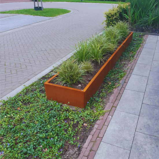 Cortenstaal plantenbak Rechthoek XL 360x60 hoogte=30cm opties=bodemplaat