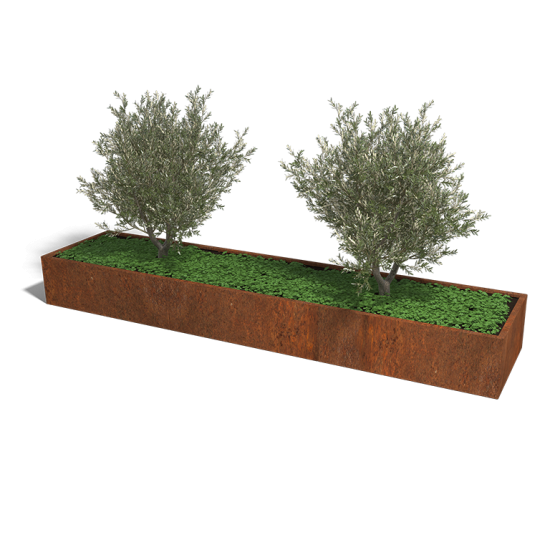 Cortenstaal plantenbak Rechthoek XL 360x80 hoogte=80cm opties=geen bodemplaat