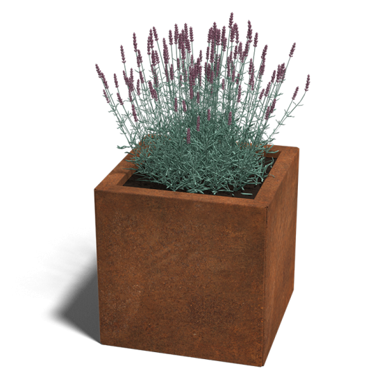Cortenstaal plantenbak Vierkant 40x40 hoogte=60cm opties=bodemplaat