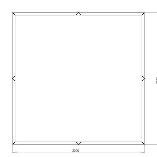 Cortenstaal plantenbak Vierkant XL 200 hoogte=30cm