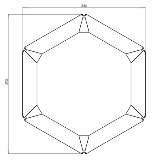 Cortenstaal plantenbak Zeshoek 20 hoogte=80cm opties=bodemplaat + (12) voeten