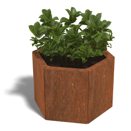 Cortenstaal plantenbak Zeshoek 30 hoogte=30cm opties=geen bodemplaat
