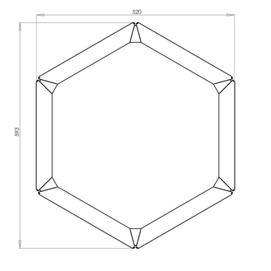 Cortenstaal plantenbak Zeshoek 30 hoogte=60cm opties=geen bodemplaat
