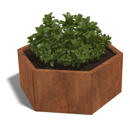Cortenstaal plantenbak Zeshoek 50 hoogte=80cm