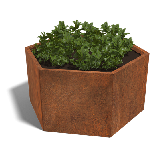 Cortenstaal plantenbak Zeshoek 70 hoogte=70cm
