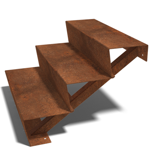 Cortenstaal trap 3-trede (breedte 100cm)