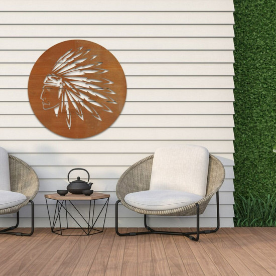 Cortenstaal wanddecoratie Indian-Large