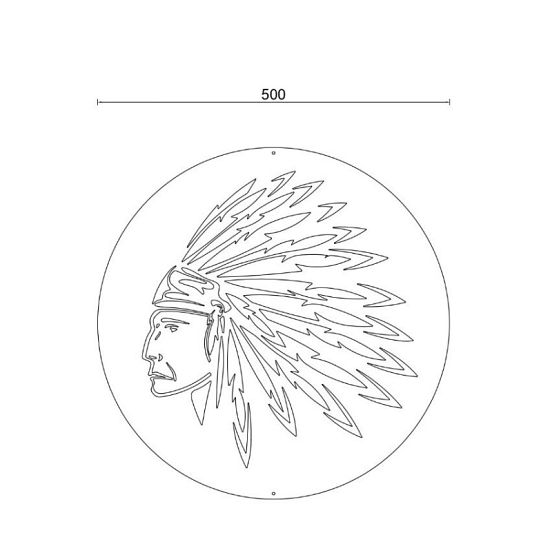 Cortenstaal wanddecoratie Indian-Small
