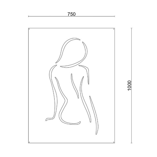 Cortenstaal wanddecoratie Woman-Large