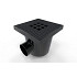 Star Point Put, zwart aluminium rooster 20x20x21 cm (lxbxh), zijuitloop 75mm- onder uitloop 75/110 mm, met afsluitkap