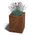 Cortenstaal plantenbak Vierkant 30x30 hoogte=30cm opties=bodemplaat + (8) voeten